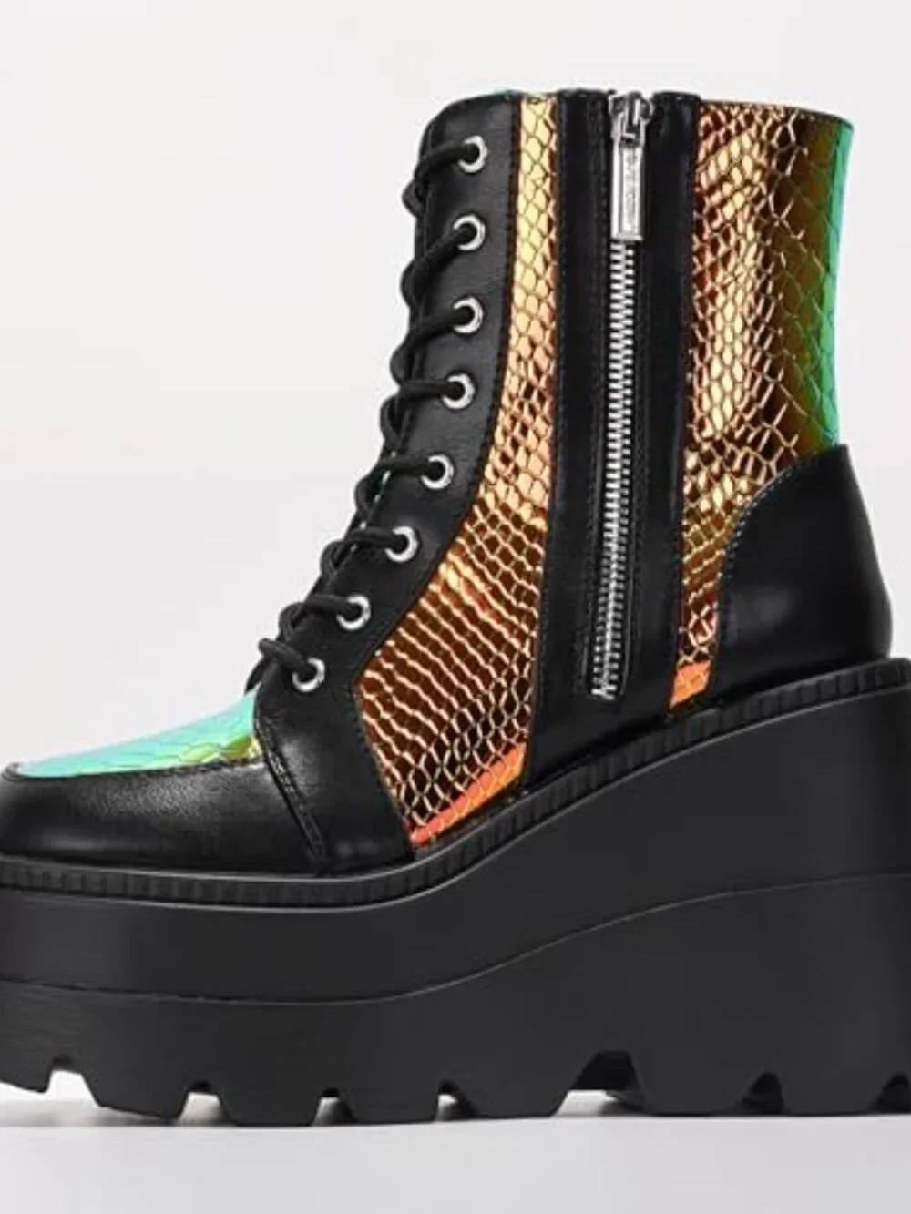 Women's Platform Ankle Boots with Chunky Block Heel